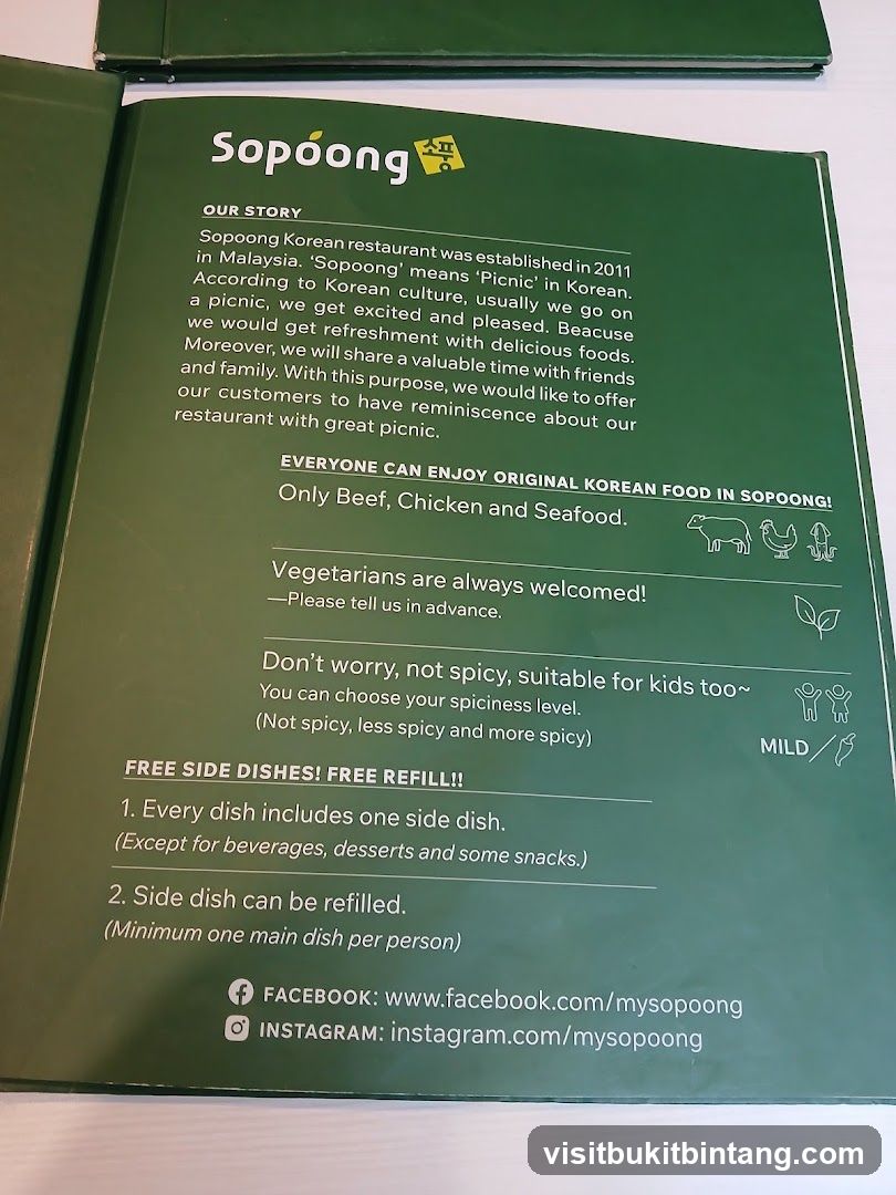 Sopoong Menu