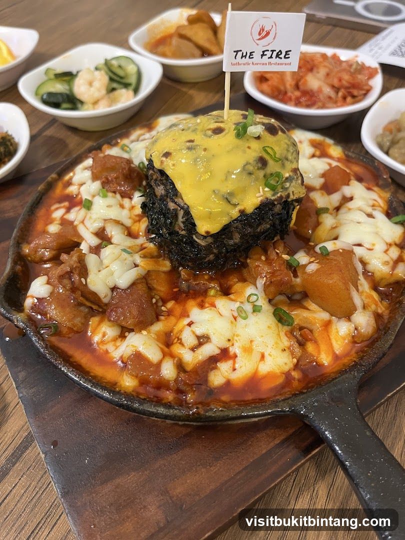 Korean Dish with Cheese and Side Dishes