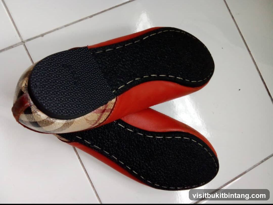 Red and plaid ballet flats