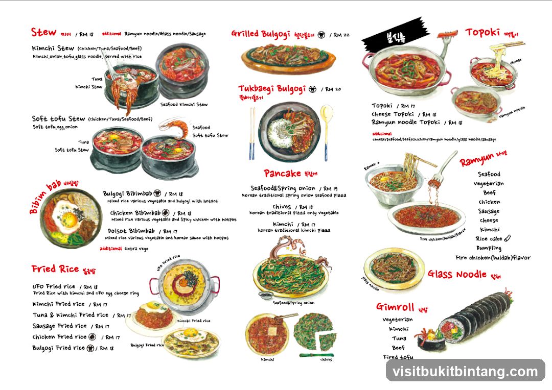 Korean Food Menu