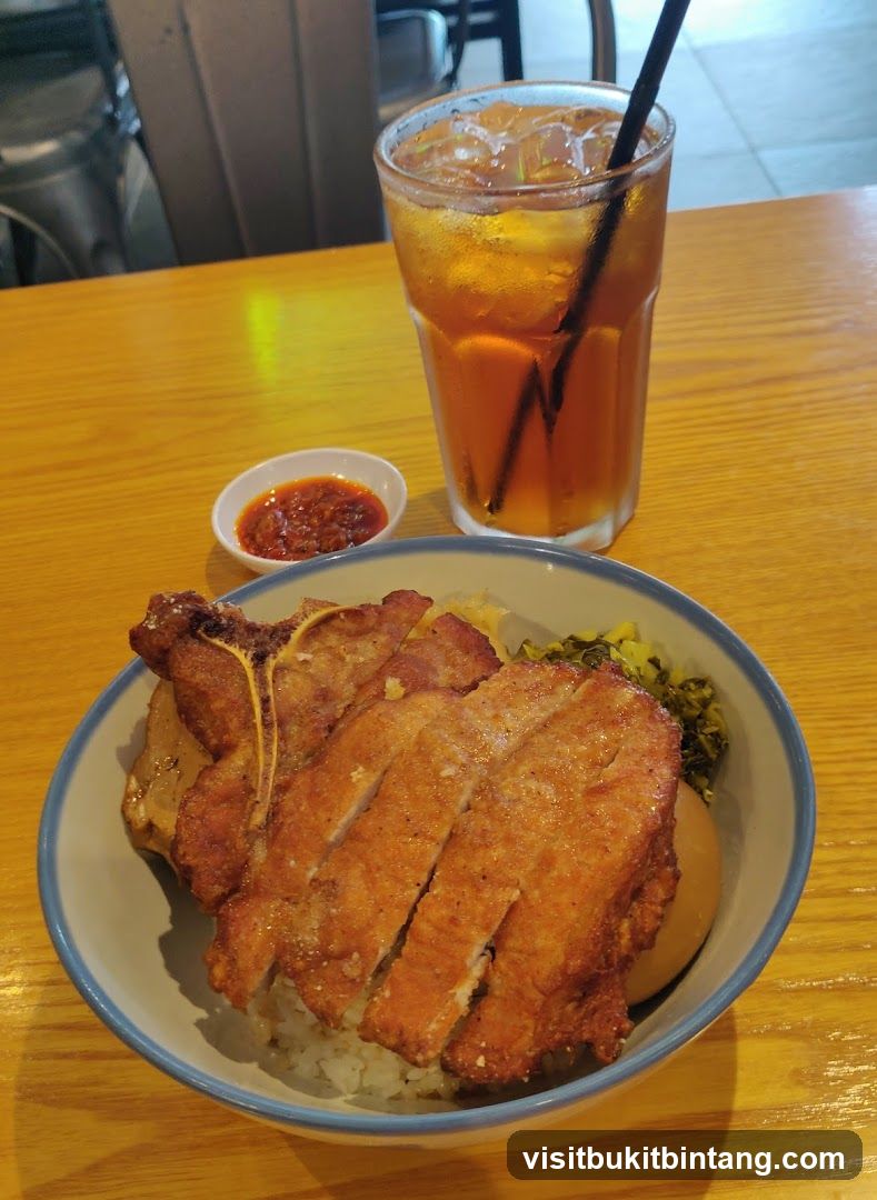 Pork Chop Rice with Iced Tea