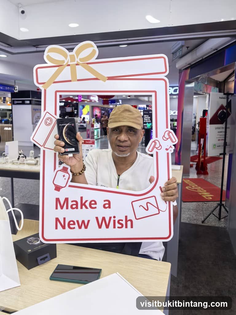 Man holding a phone in a gift-shaped frame