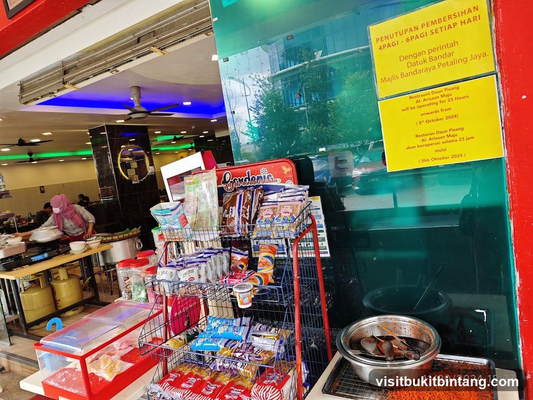 Restaurant Interior with Snacks and Signage