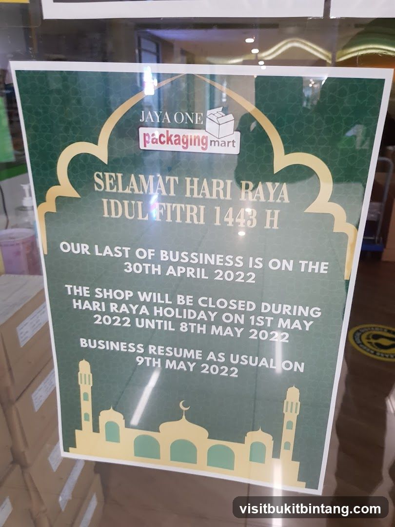 Hari Raya Holiday Notice