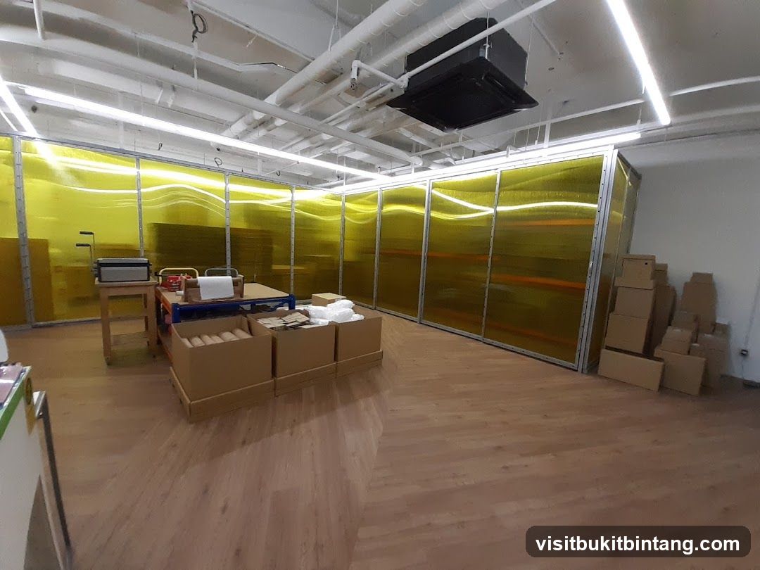Storage Area with Yellow Partitions