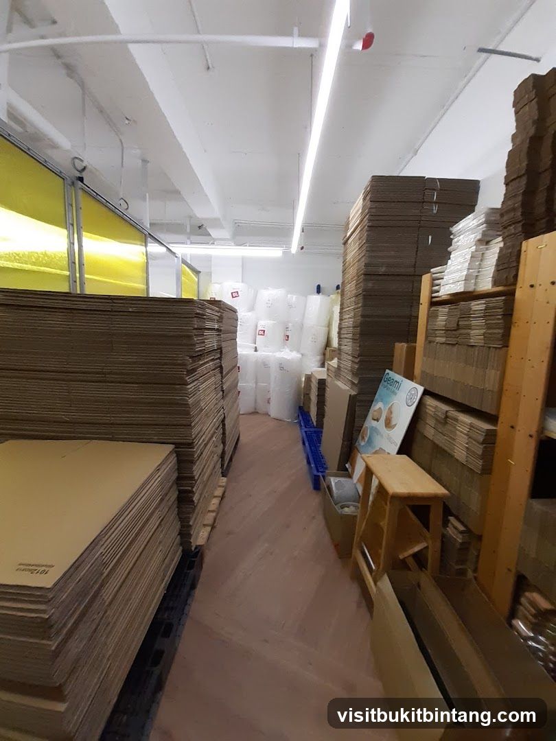 Warehouse Interior with Cardboard Boxes