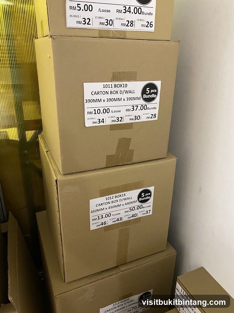 Cardboard Boxes with Price Labels