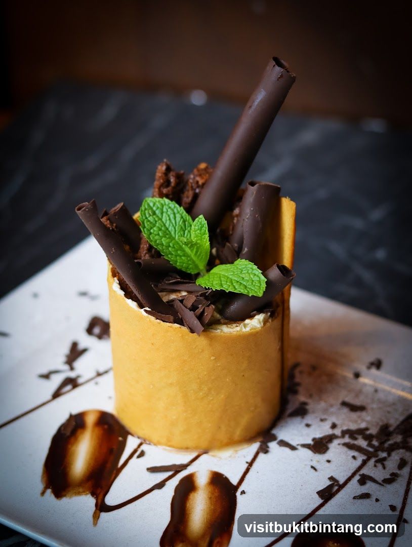 Chocolate Dessert with Mint Garnish