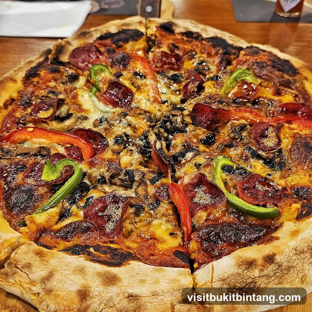 Pizza with Salami and Vegetables