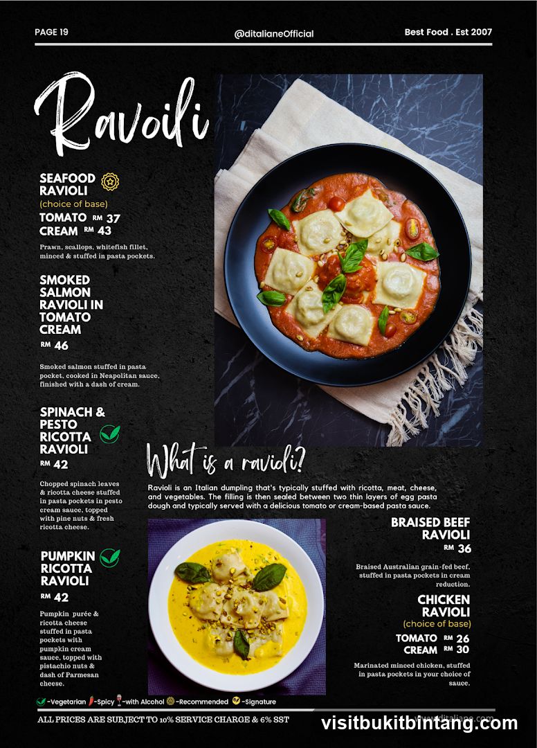 Ravioli Menu