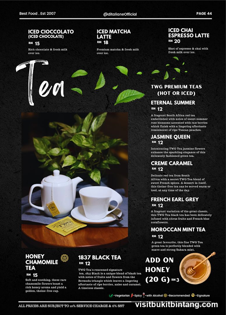 Tea Menu
