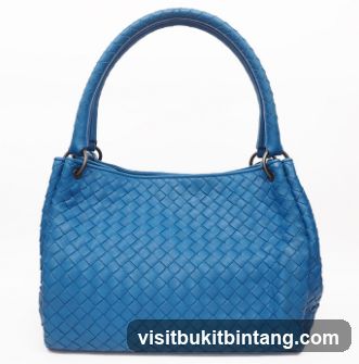 Blue Woven Leather Handbag