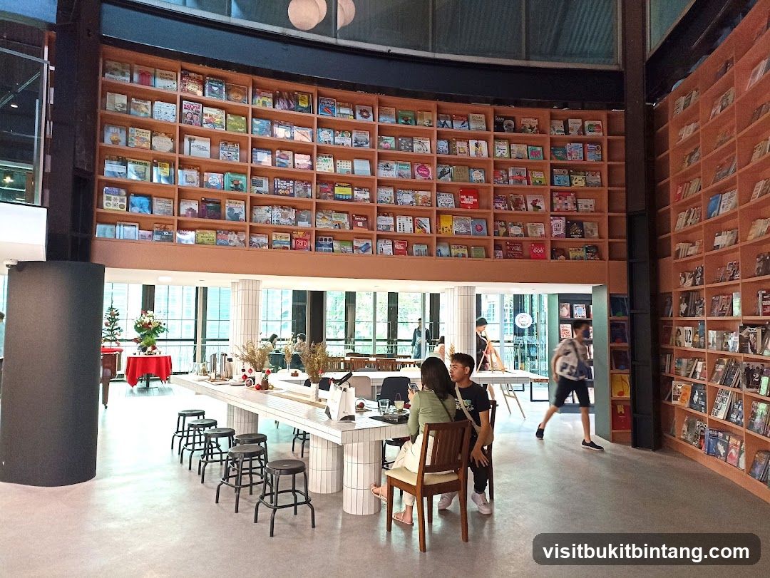 Interior of a bookstore cafe