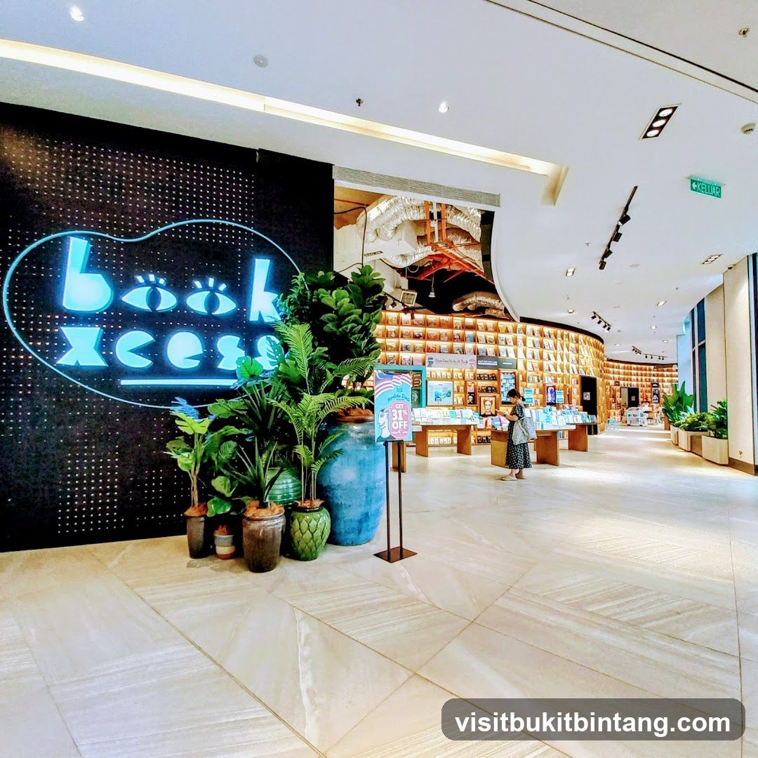 Bookstore Interior with Neon Sign