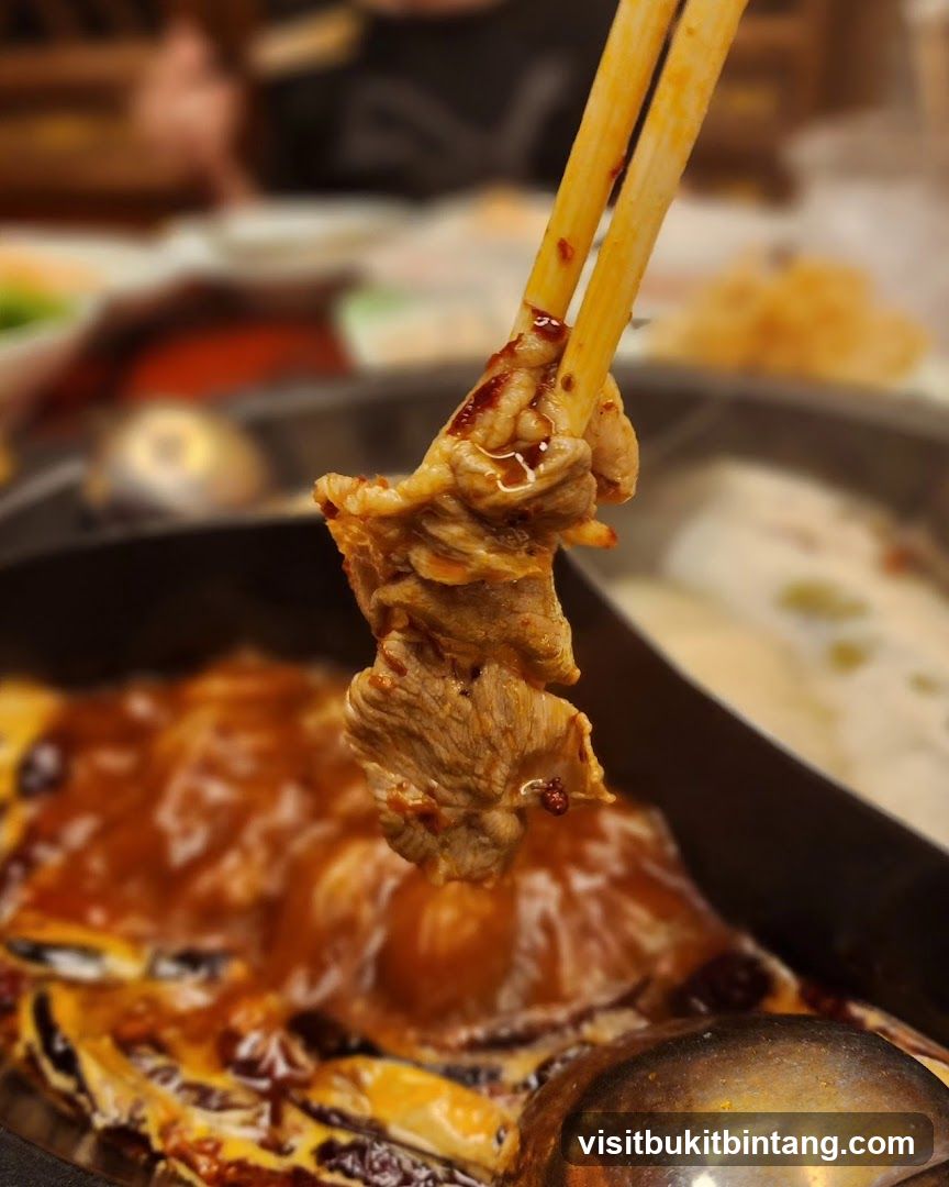Dipping Meat in Hot Pot