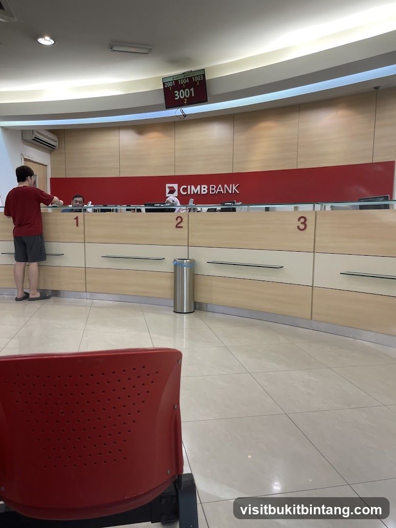 Bank Interior with Queue Display