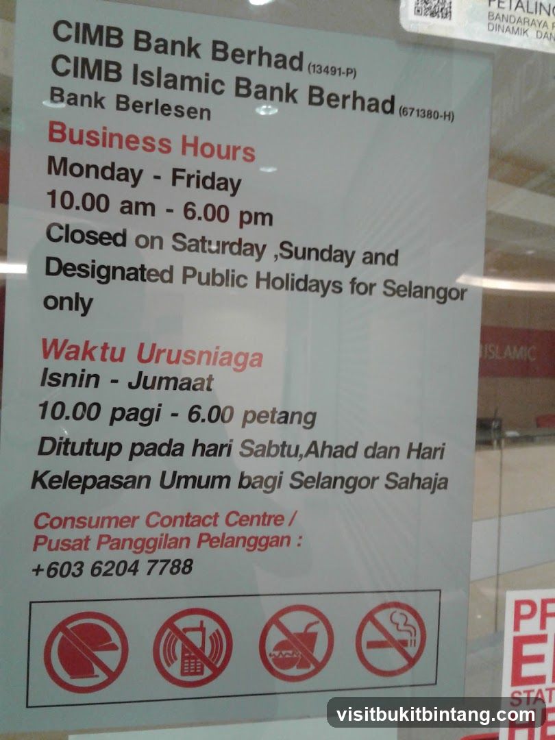 CIMB Bank Business Hours Sign