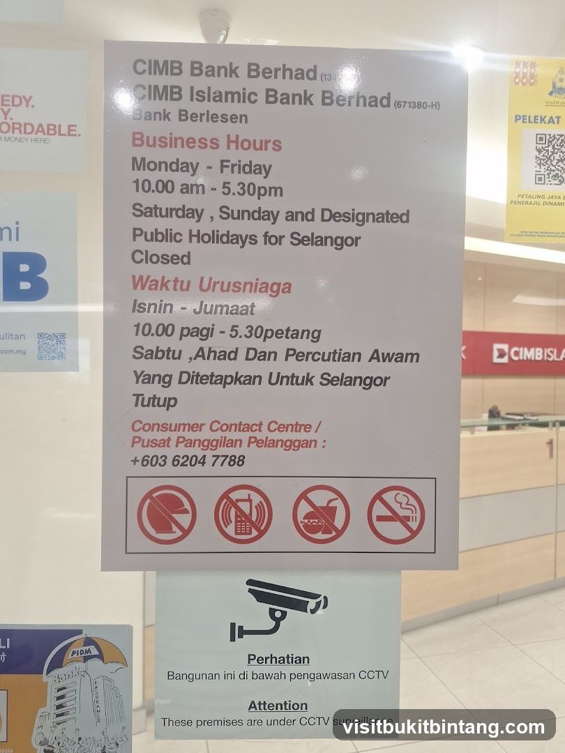 CIMB Bank Business Hours Sign