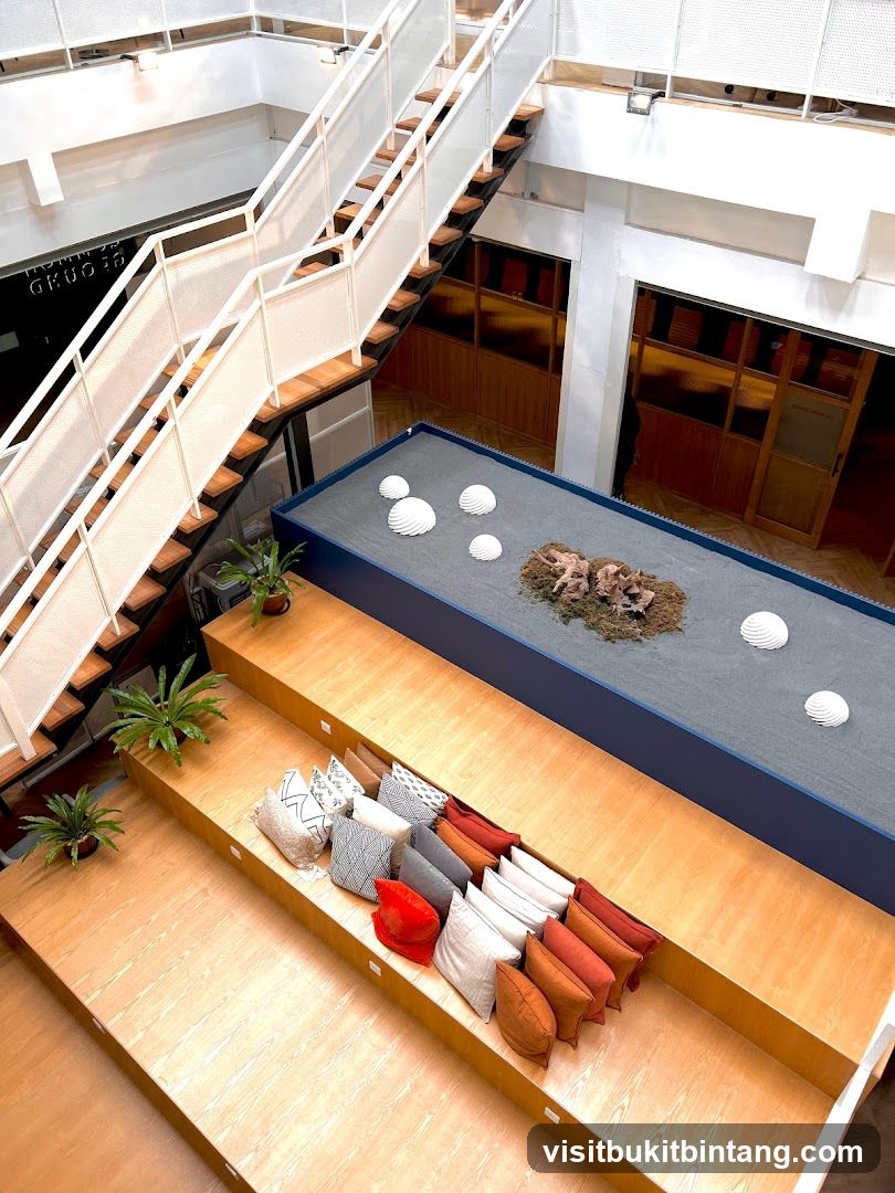 Modern Interior with Seating and Zen Garden