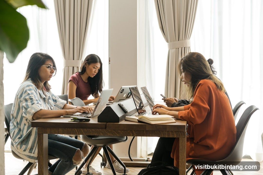 People working on laptops in a co-working space