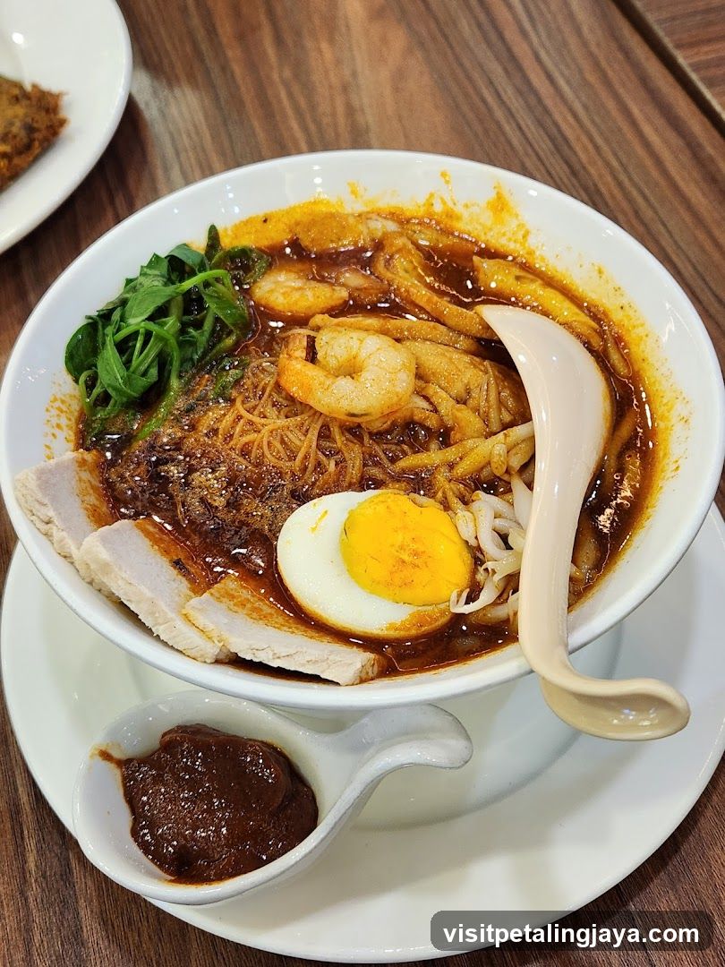 Bowl of Noodle Soup with Egg and Shrimp
