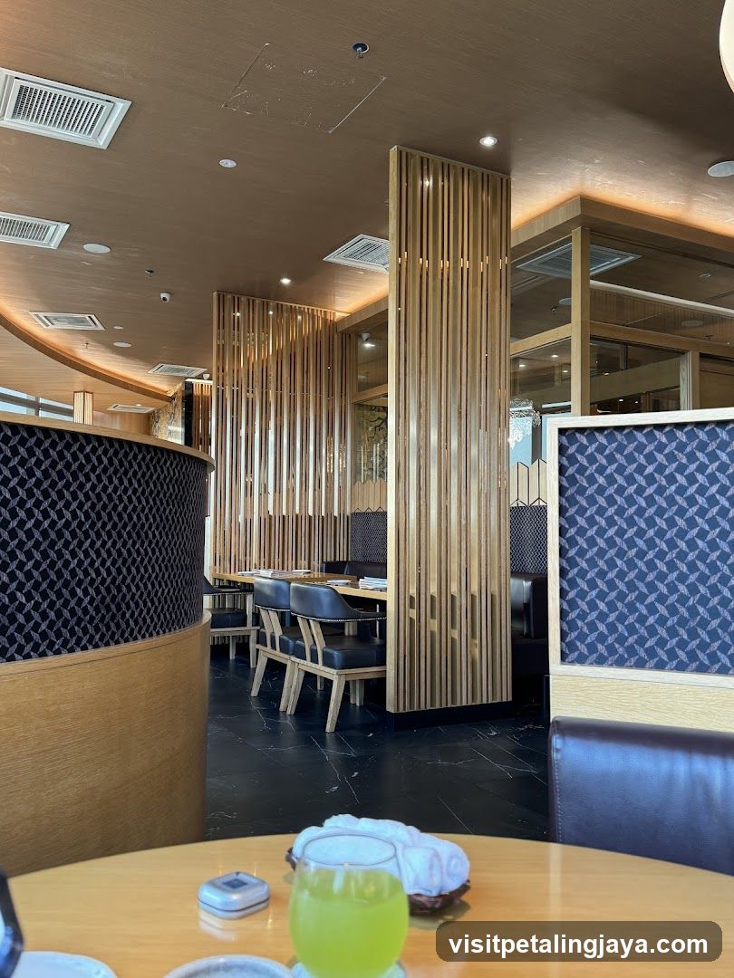 Restaurant Interior with Wooden Decor and Dining Area