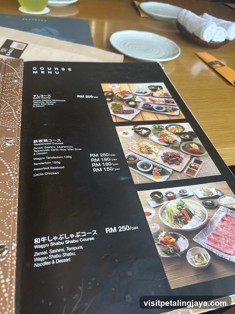 Course Menu at Japanese Restaurant