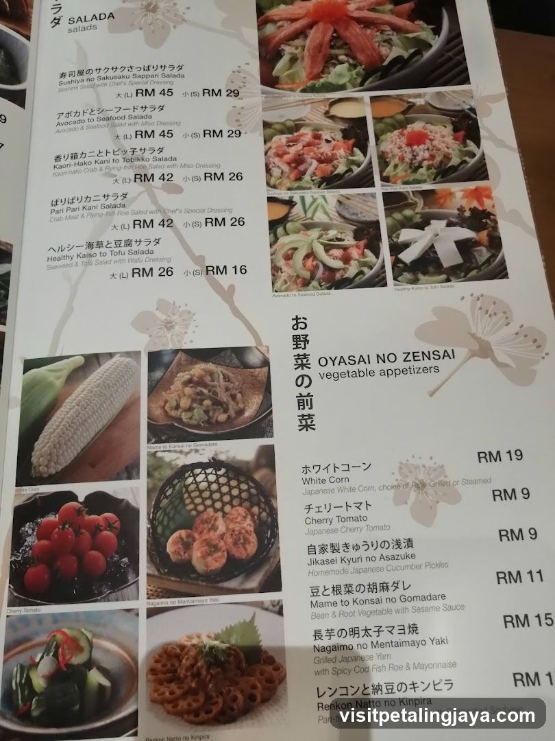 Japanese Salad and Appetizer Menu