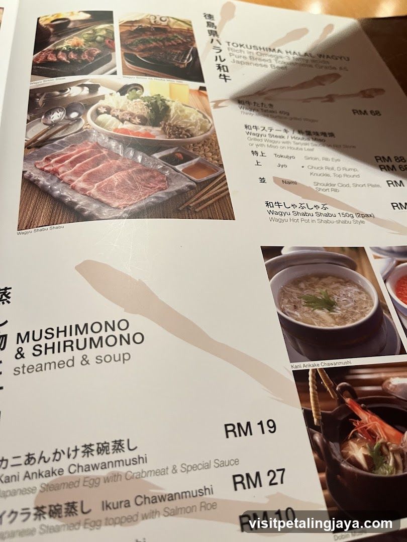 Japanese Cuisine Menu Page