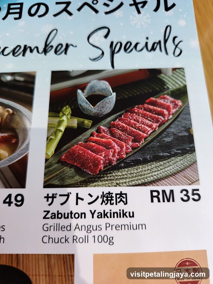 December Specials Menu Page