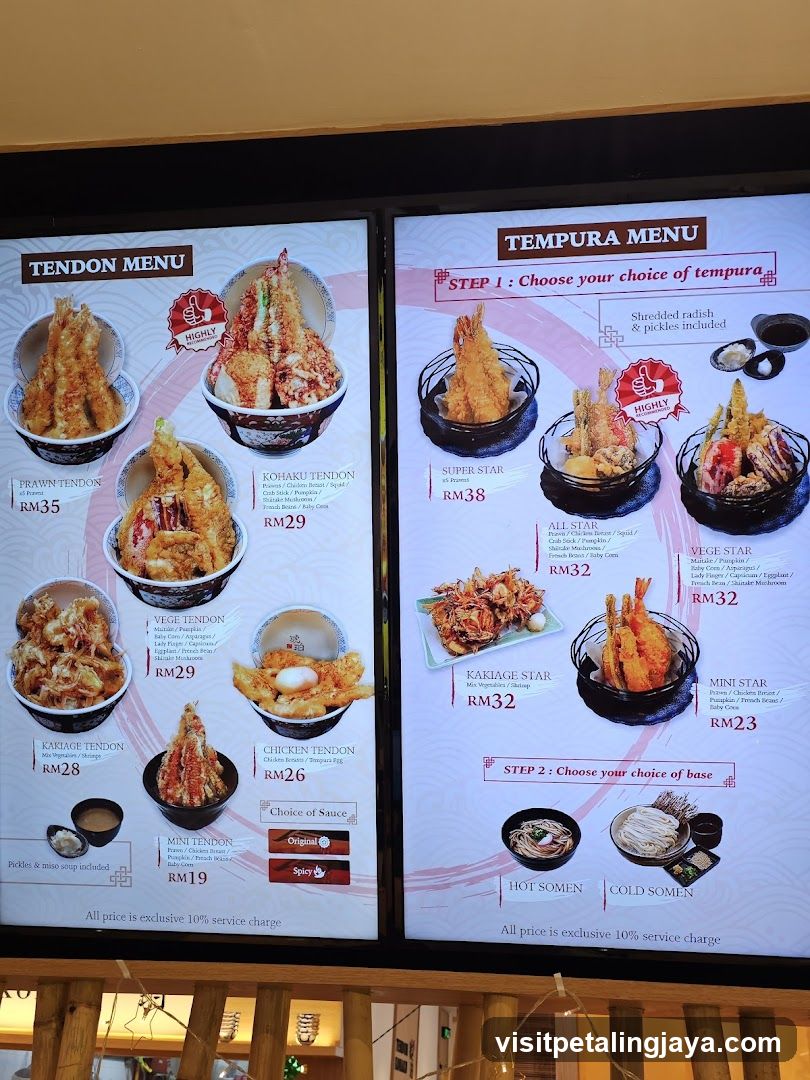Tendon and Tempura Menu Board