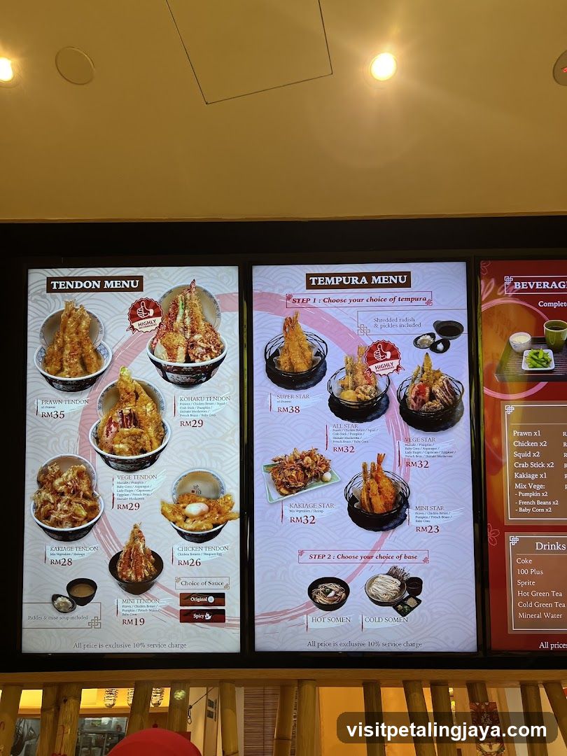 Tendon and Tempura Menu Board