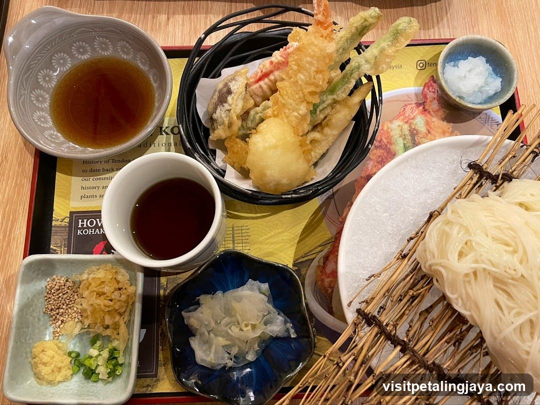 Japanese Meal Spread with Tempura and Noodles