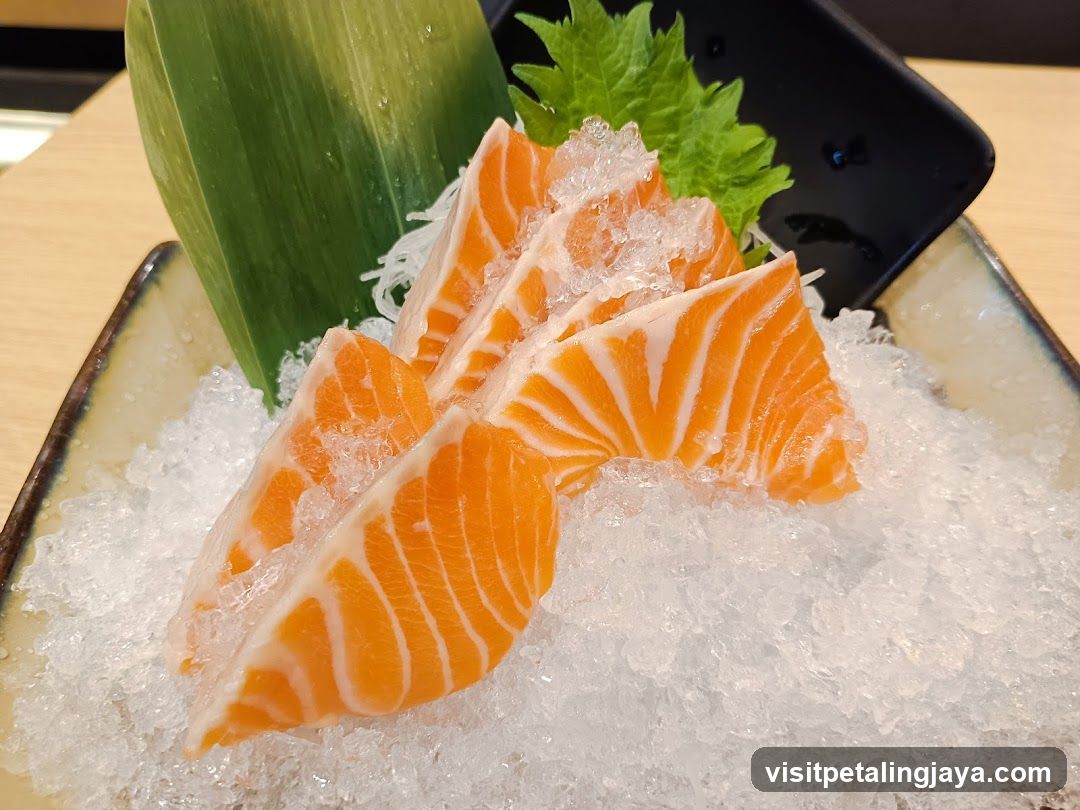 Sashimi Salmon Slices on Ice