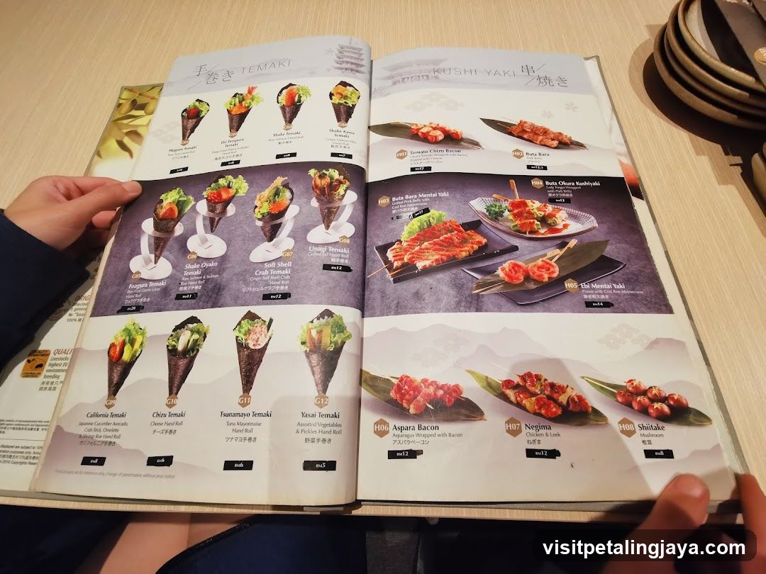 Temptaki Menu Spread