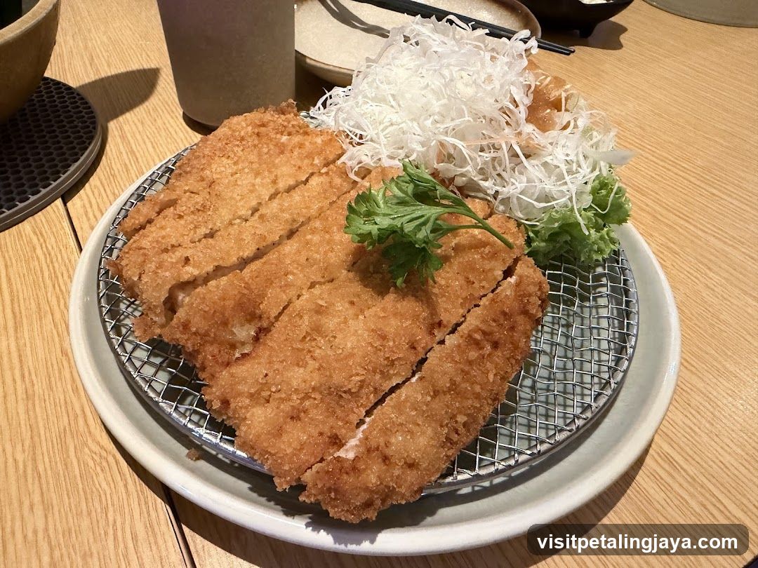 Katsu with shredded cabbage and parsley