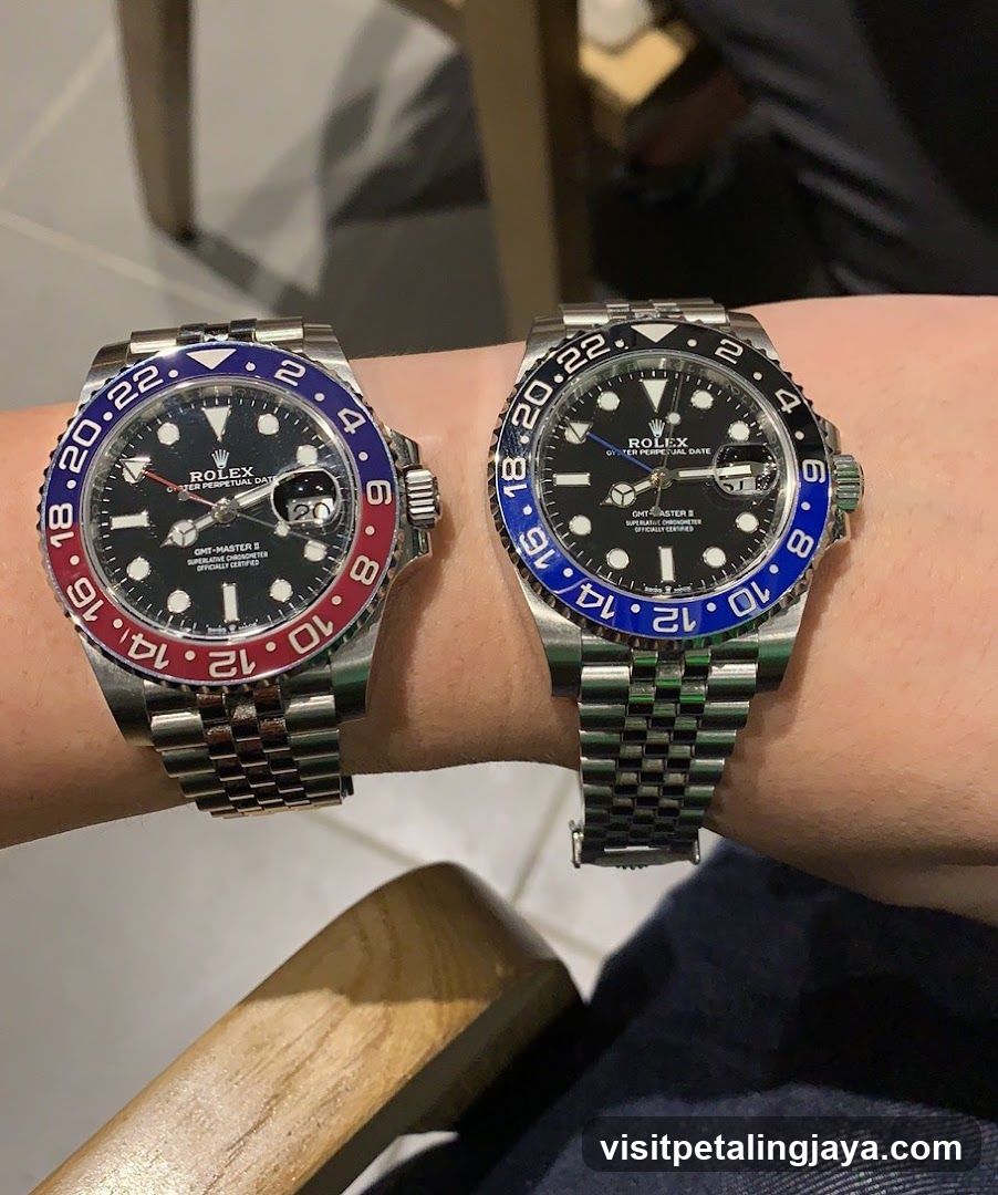 Rolex Submariner and GMT Master on Wrist