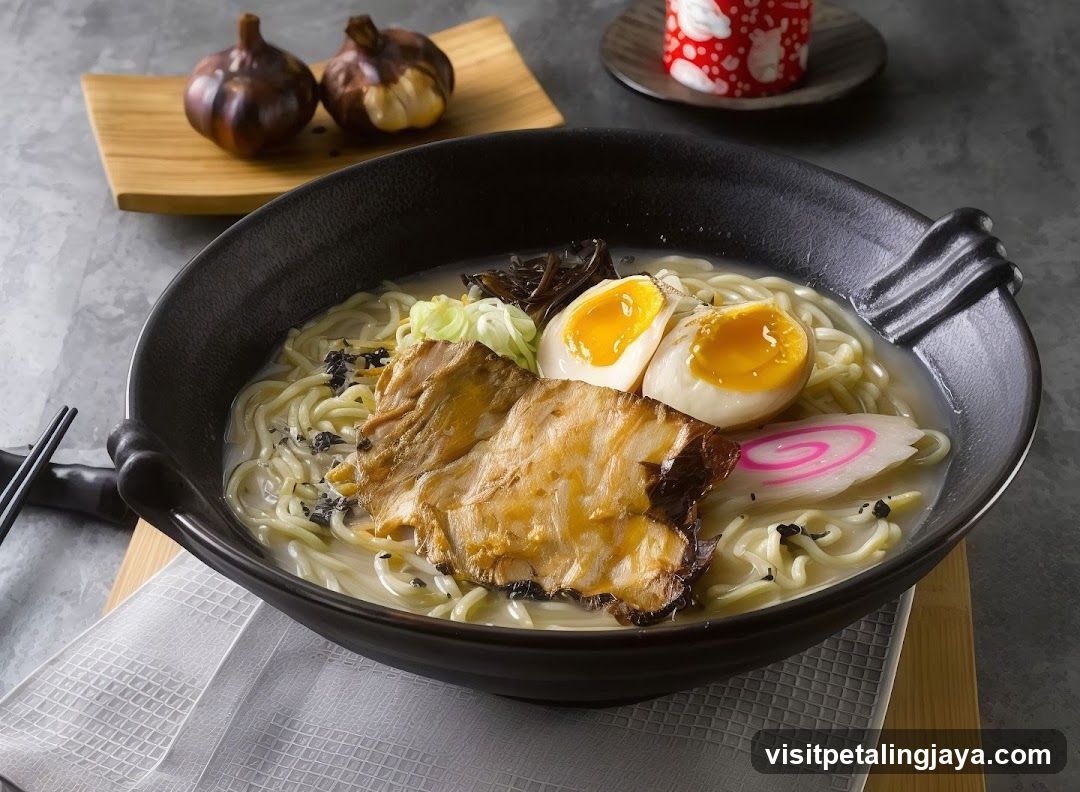 Ramen Bowl with Halved Egg and Pork