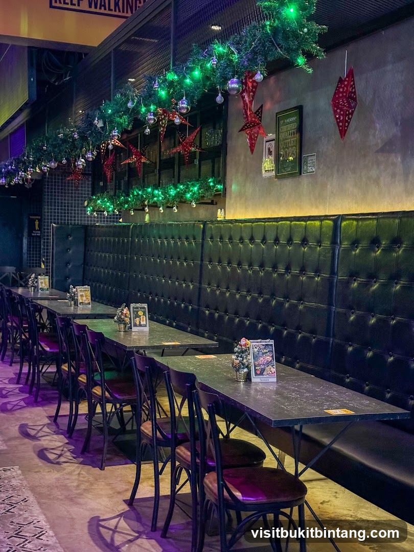 Restaurant Interior with Christmas Decorations