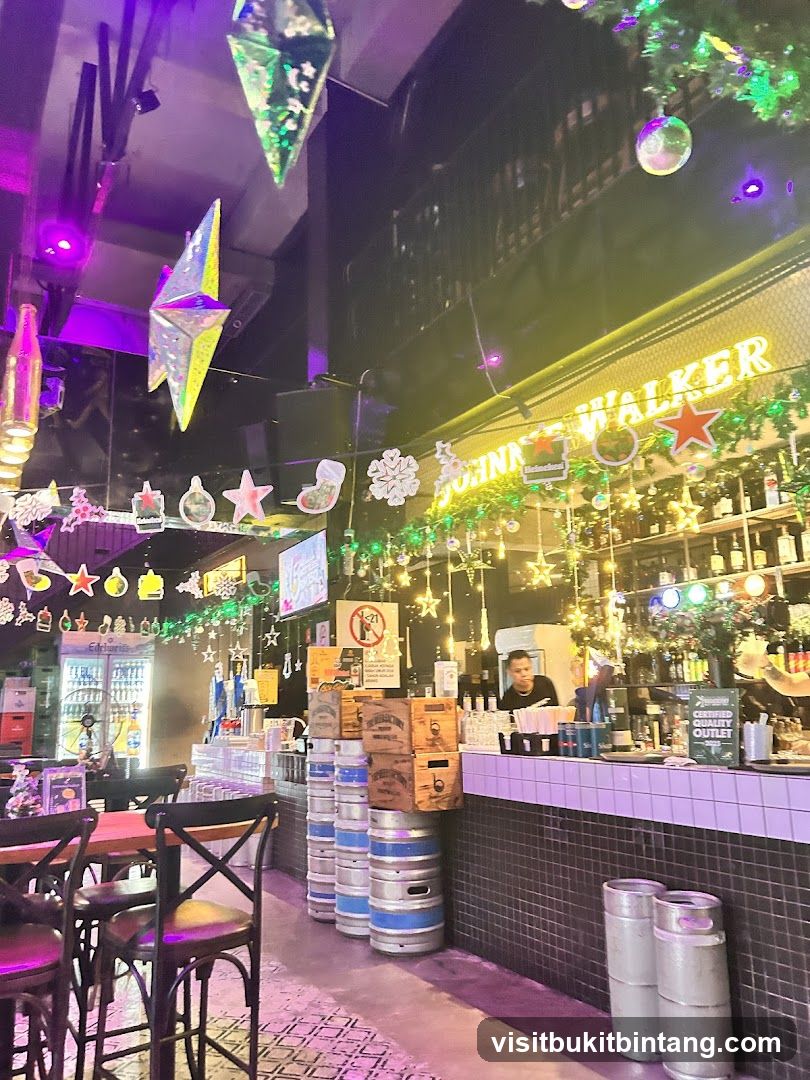 Bar Interior with Christmas Decorations