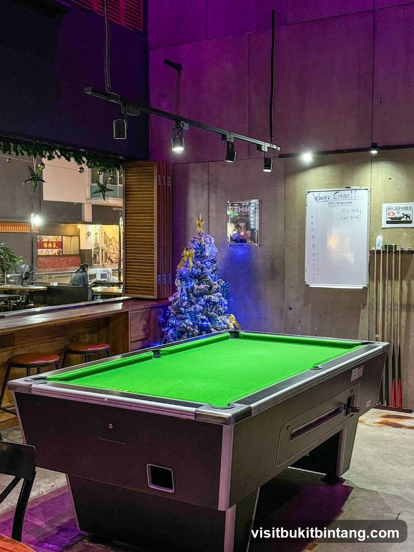 Pool Table and Christmas Tree
