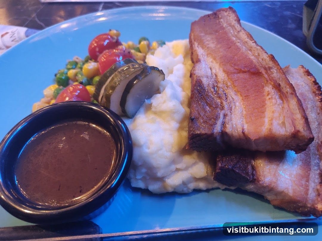 Pork Belly with Mashed Potatoes and Vegetables