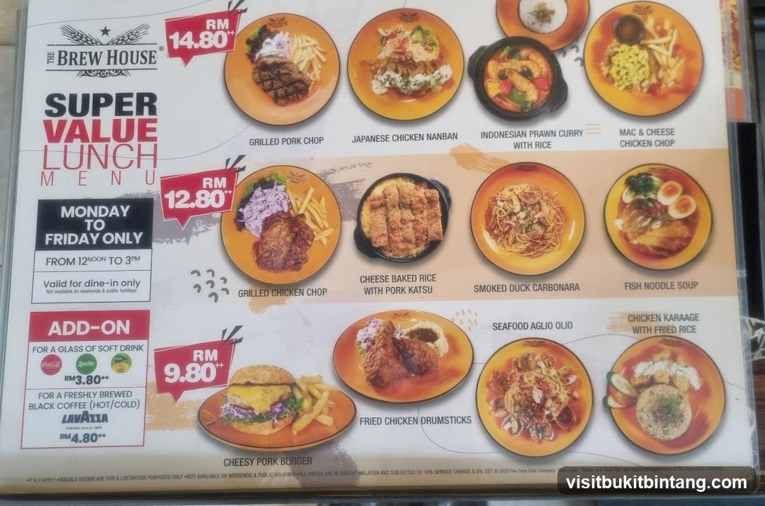 The Brew House Super Value Lunch Menu