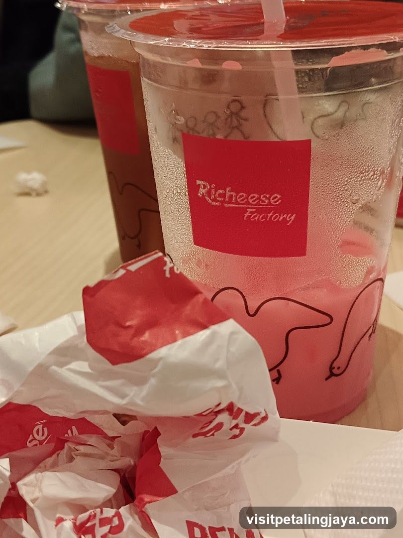 Richeese Factory Drink and Wrappers