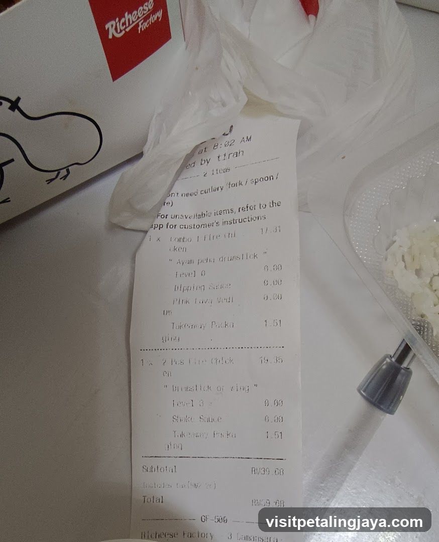 Receipt and Food Container