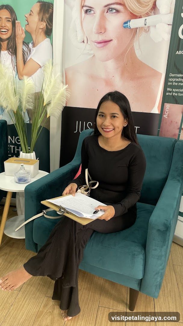 Woman Sitting in Salon Chair with Clipboard