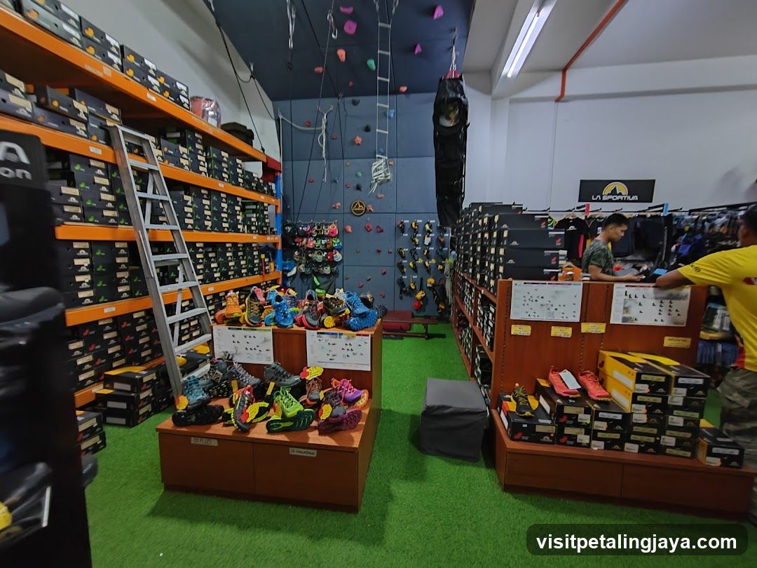 Shoe Store Interior with Climbing Wall
