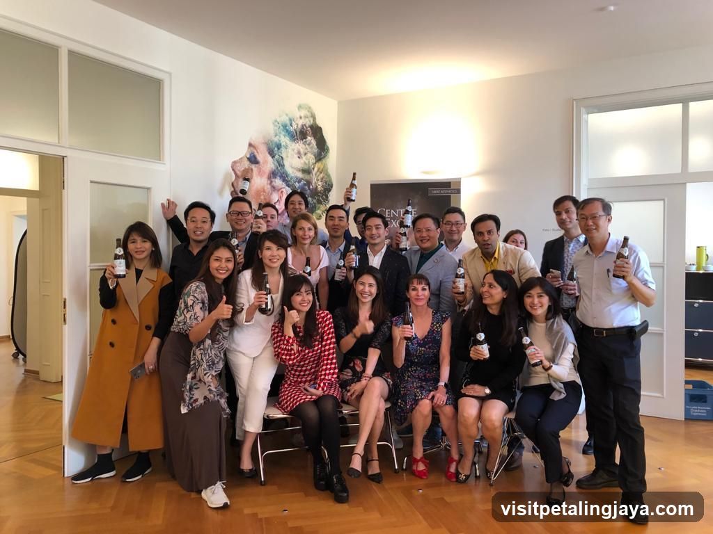 Group photo in a modern interior space