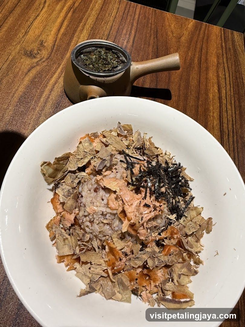 Salmon Rice Bowl with Katsuobushi and Nori