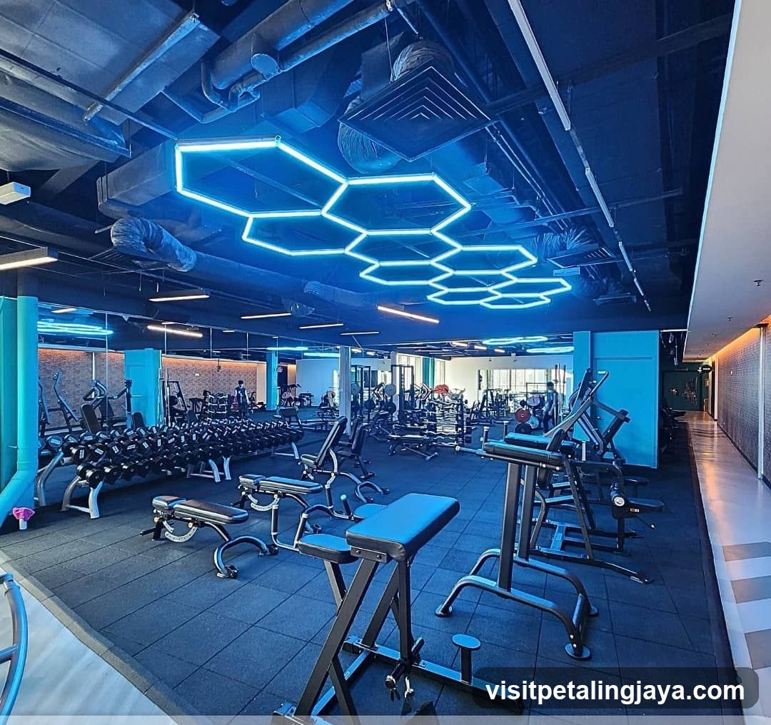 Gym Interior with Neon Lighting